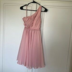 Rose pink asymmetrical a-line flowy formal dress. Size 2-4. Worn once.